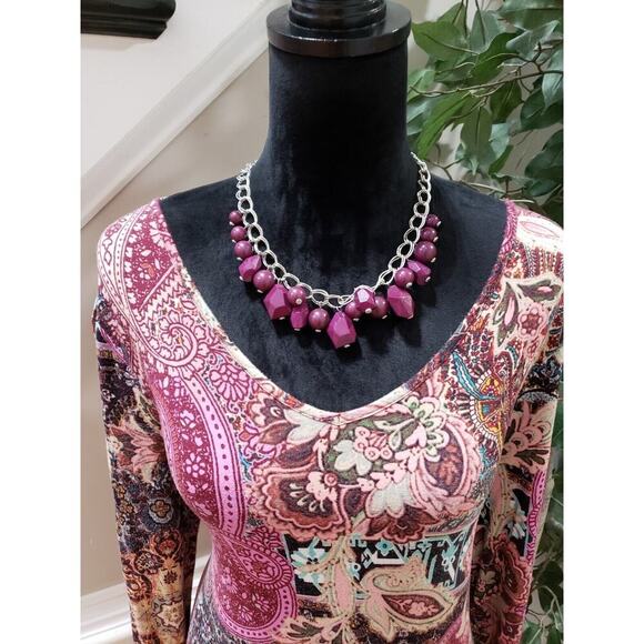 Cupio Women's Multicolor Viscose Round Neck Long Sleeve Top Blouse Size Large - Picture 2 of 10